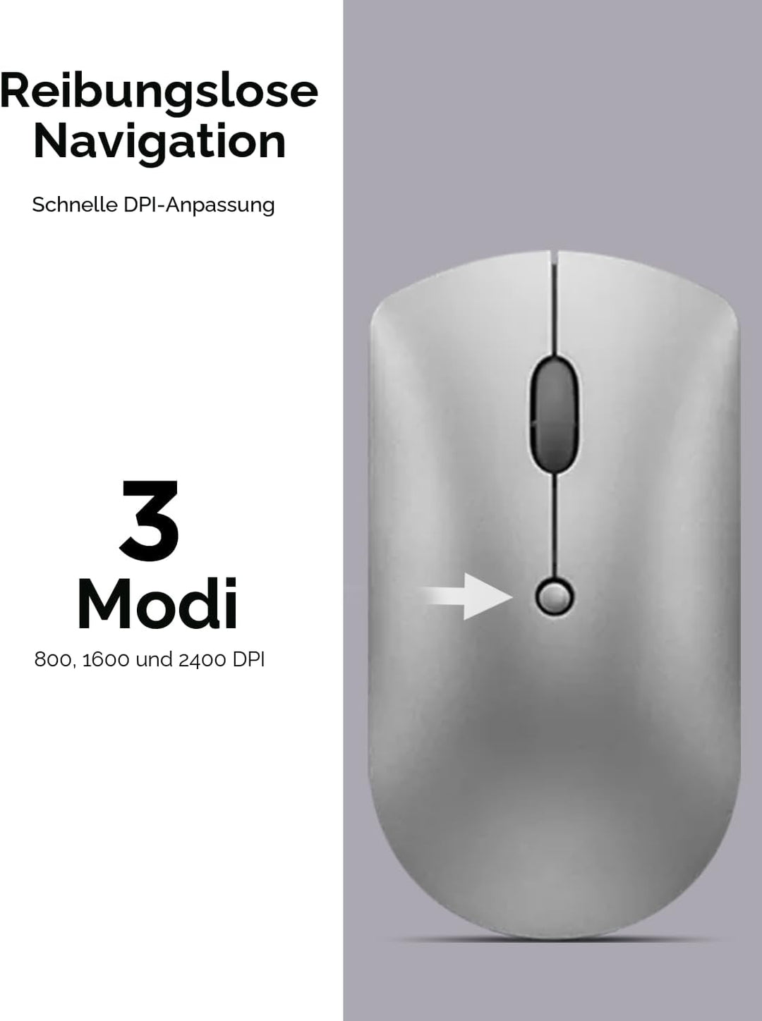 Lenovo [Maus] 600 Geräuschlose Bluetooth-Maus, works with Chromebook (WWCB), grau Grau/als Heather O