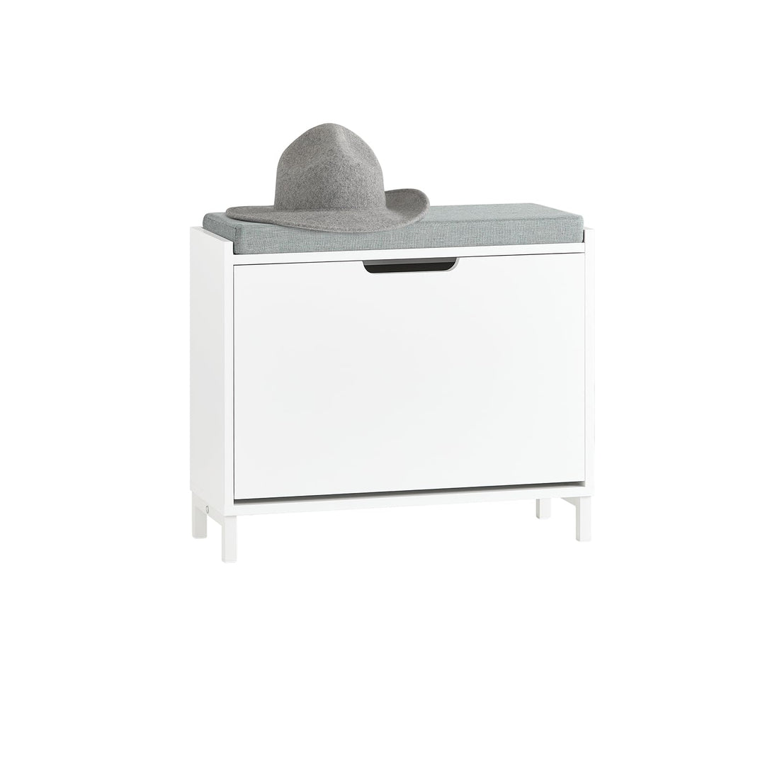 SoBuy Schuhschrank Schuhbank mit Sitzfläche, Schuhregal mit Stauraum, Klappe, Sitzkissen, bis 113 kg
