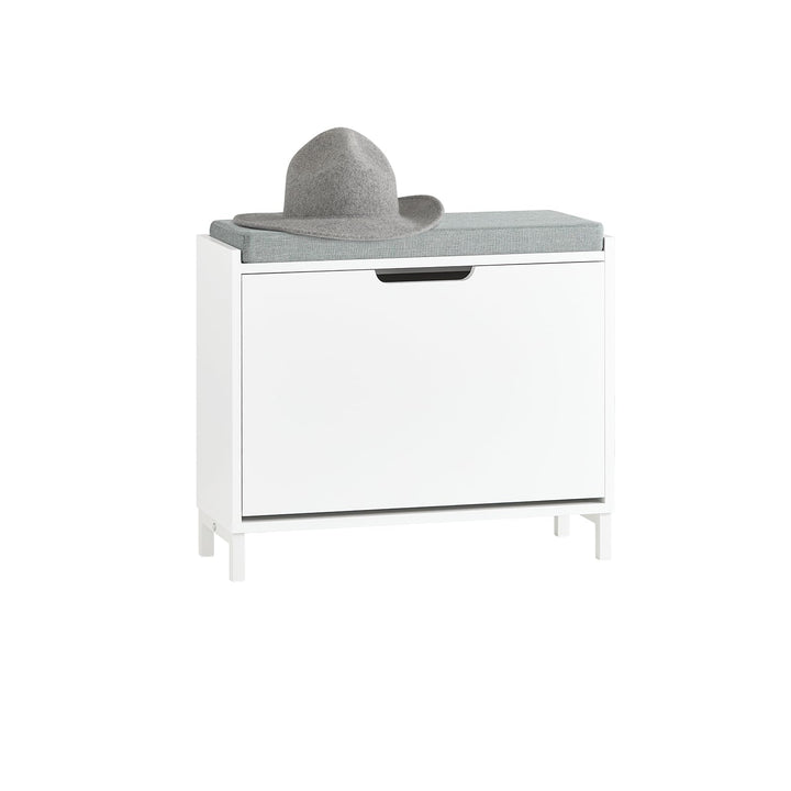 SoBuy Schuhschrank Schuhbank mit Sitzfläche, Schuhregal mit Stauraum, Klappe, Sitzkissen, bis 113 kg
