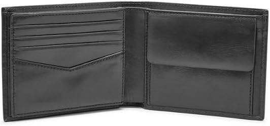 Fossil Herren Ryan Leather Bifold Geldbörse 11,43 cm L x 2,54 cm B x 9,525 cm H Schwarz, Schwarz