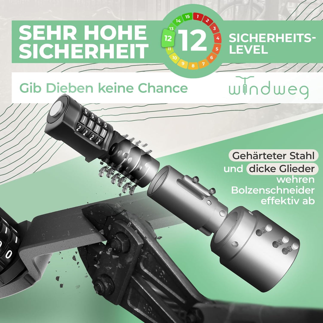 Faltschloss Fahrrad Diebstahlsicher [90cm] - Fahrradschloss hohe Sicherheit mit Halterung - Fahrrads