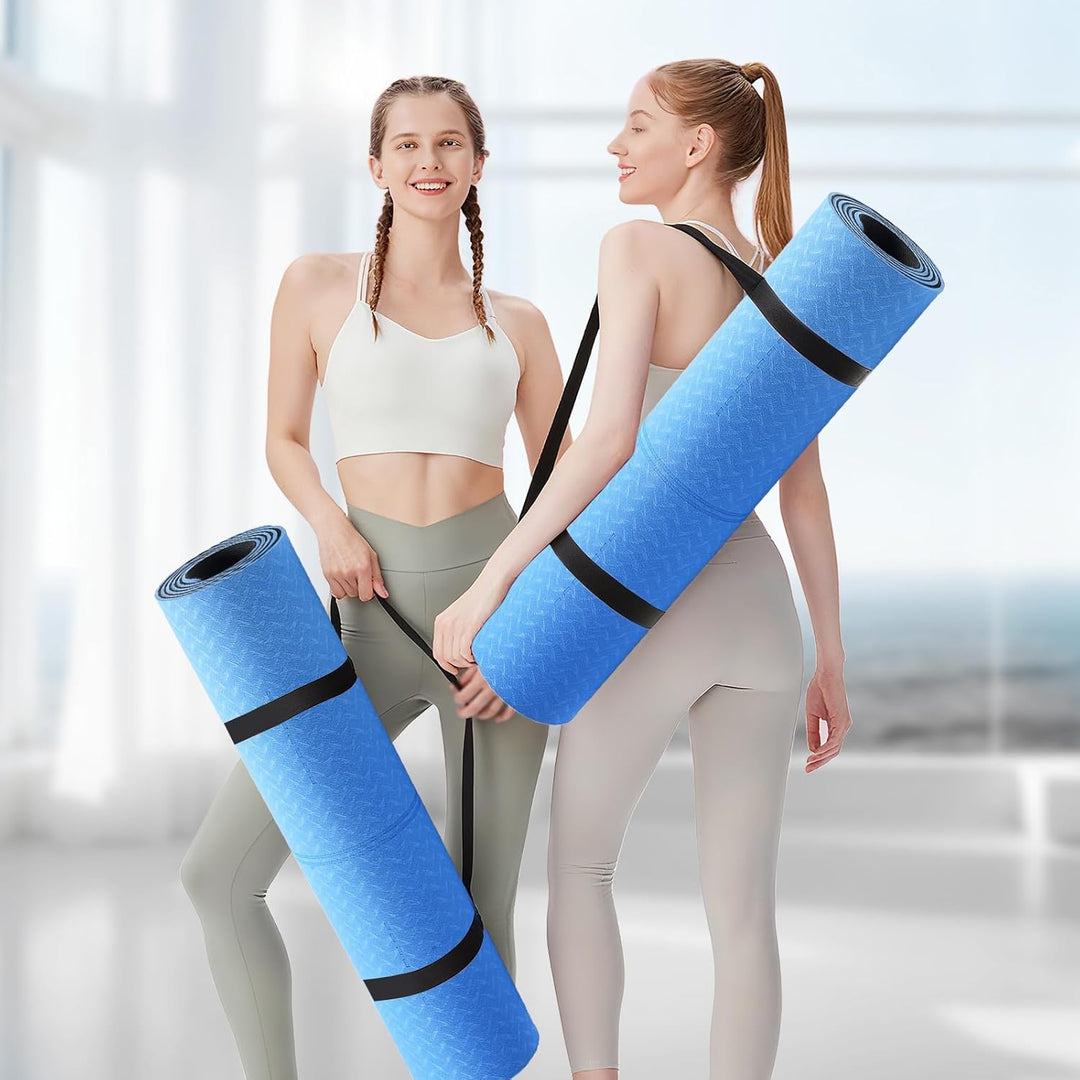 Yogamatte aus ECO Naturkautschuk & Hhautfreundlichem TPE, Extrem Rutschfest, Ausrichtungslinien, Ein