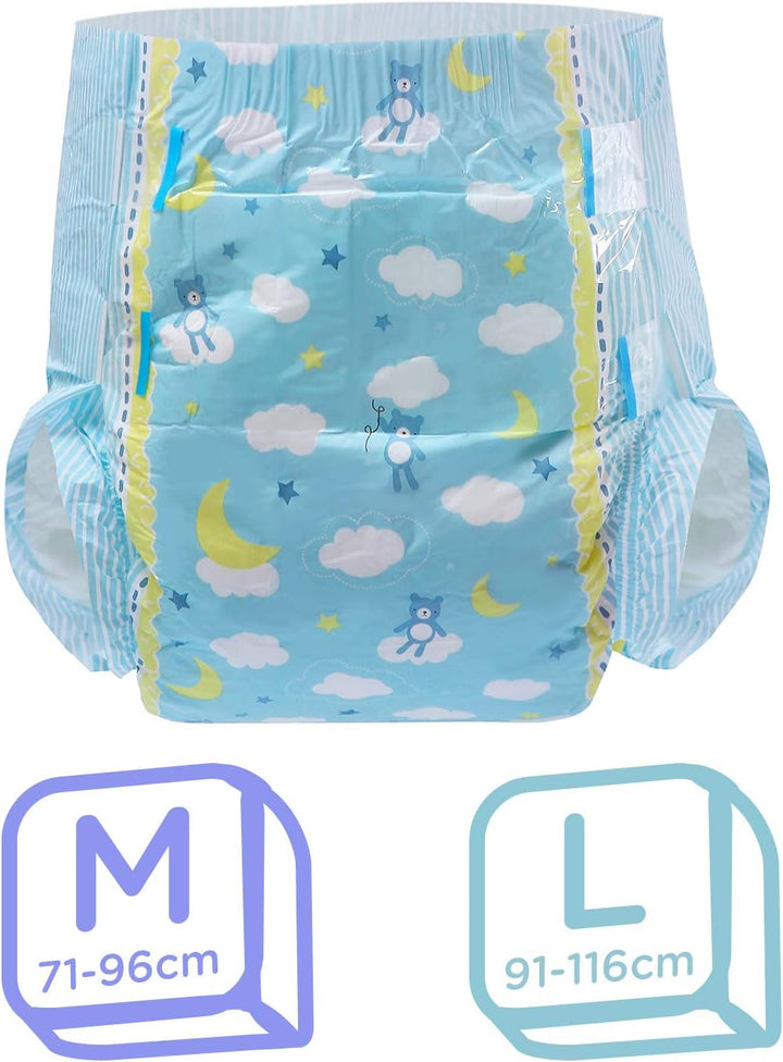 LittleForBig 5500-5800 ml Erwachsenen Gedruckten Windeln 10 Stück - Kleine Träume (M) Blau M, Blau M