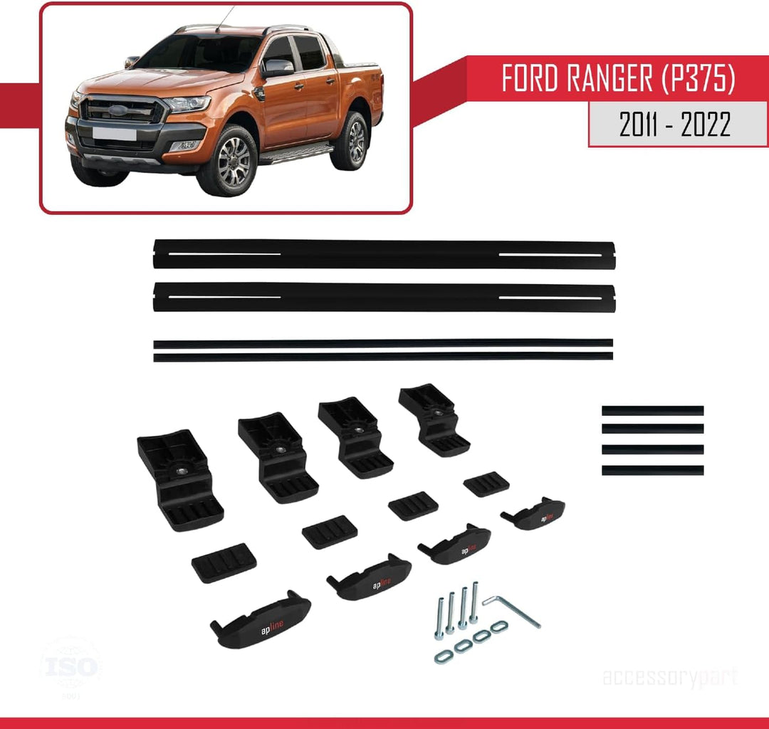 acpar Kompatibel mit Ford Ranger 2011-2022 Relingträger Basic Modell Dachträger Gepackträger SCHWARZ