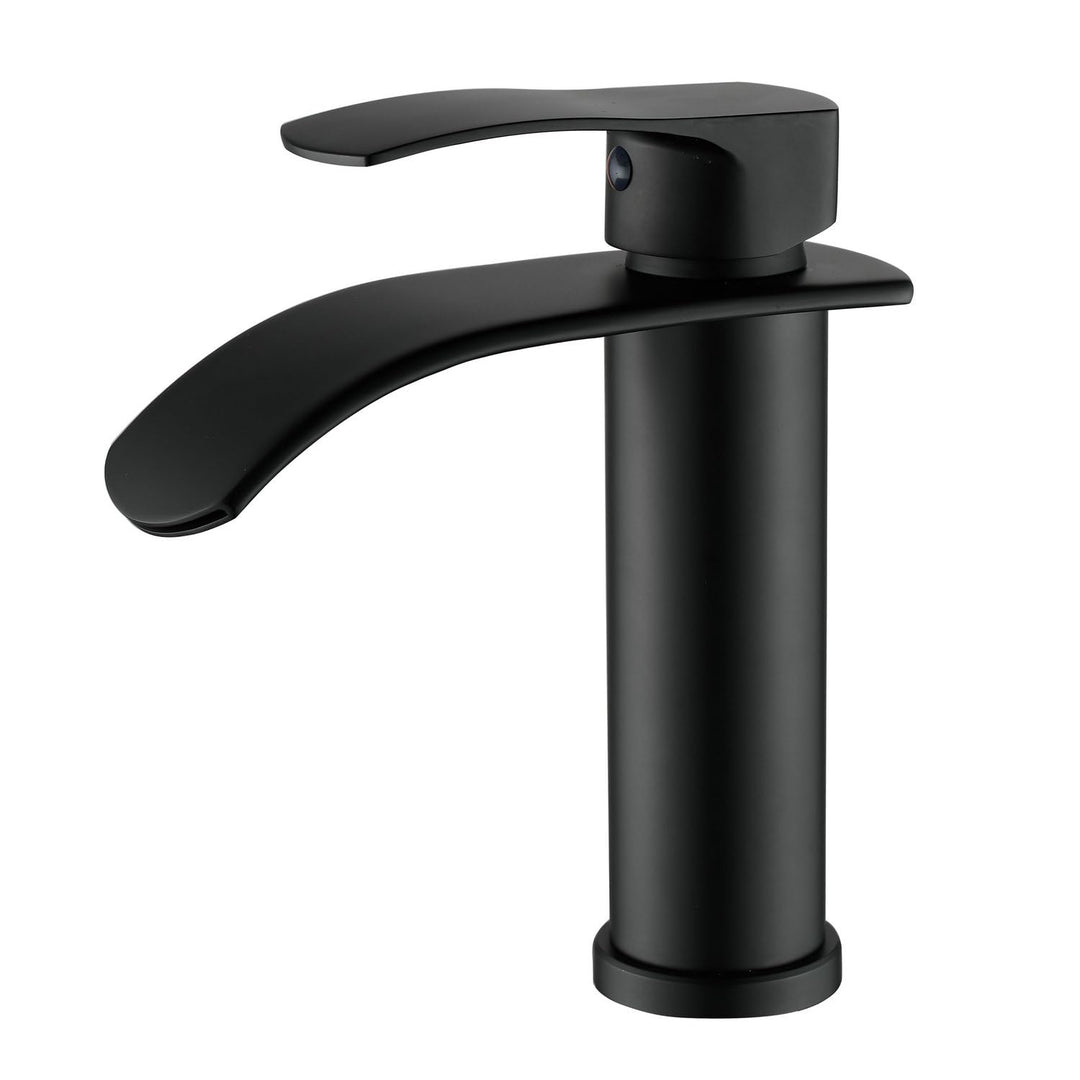 Beelee Einhebel Wasserfallarmatur Hochwertig Schwarz – Moderne Einloch-Waschtischarmatur mit G3/8" K