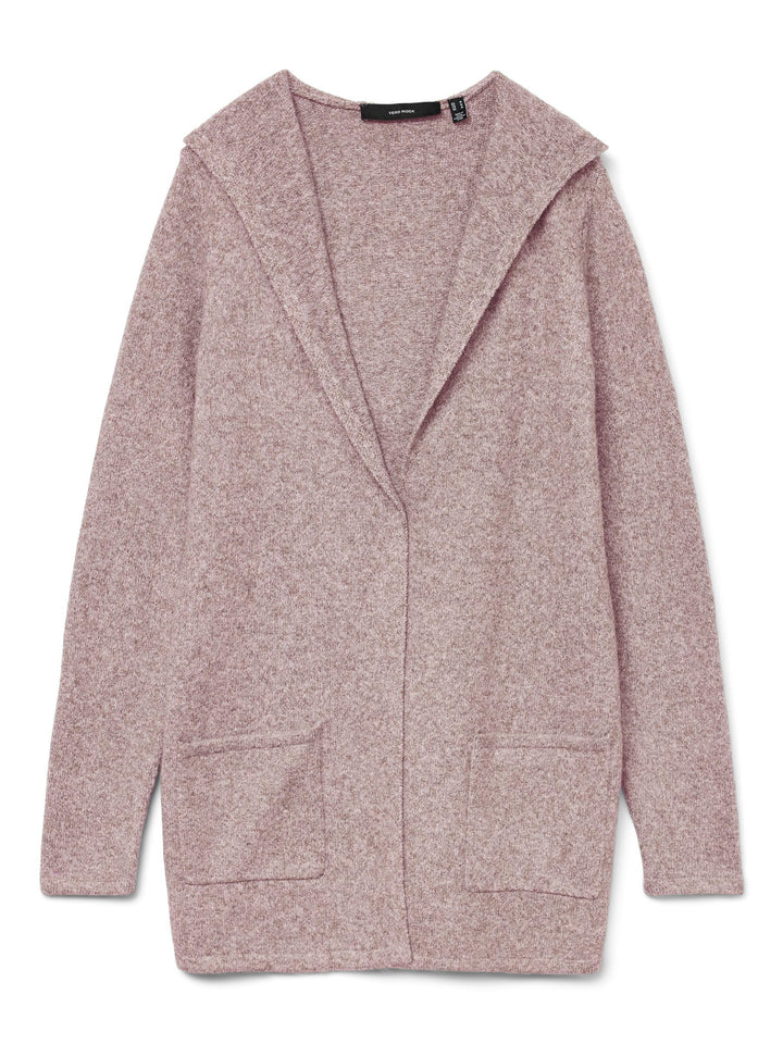 VERO MODA Damen Vmdoffy Ls Open Hood Cardigan Ga Noos Strickjacke, Woodrose/Detail:melange