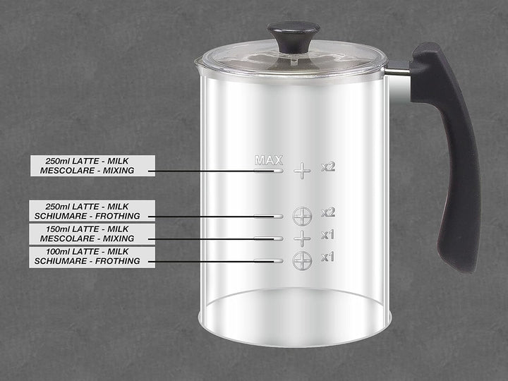 BEPER BB.200 Automatischer Milchaufschäumer, 650, ABS, 500 milliliters, Schwarz/Silber