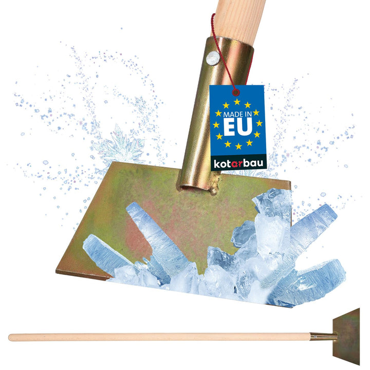 KOTARBAU® Eisschaber 15x17 cm Verzinkt Stahl Eisstösser Holzstiel 110 cm Eeisscharre Eishacker Eisst