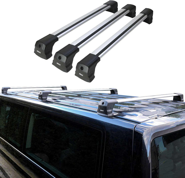 OMAC Dachträger Gepäckträger kompatibel mit VW T5 T6 2003-2024 Grundträger Aluminium Grau 3X
