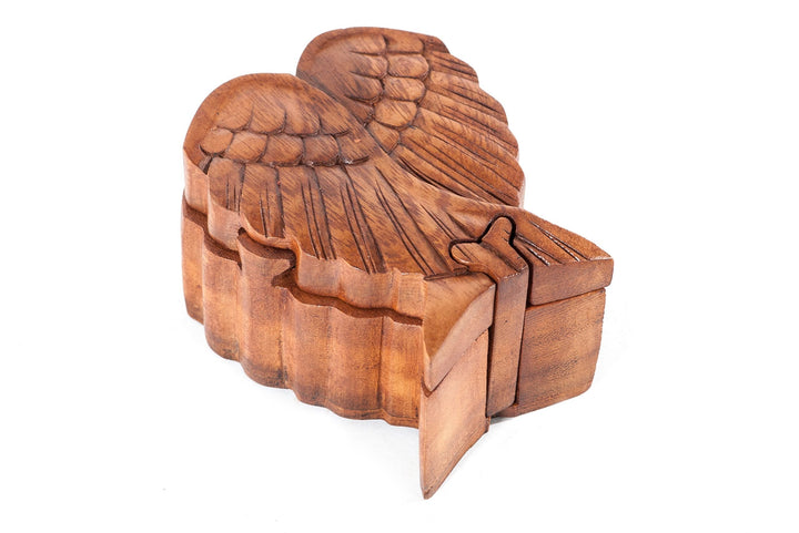 Windalf Glücks Geschenk Schmuckdose Kila 11 cm Engelsflügel Geschenkbox Handarbeit aus Holz