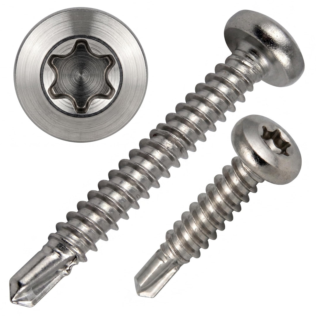 PROTECH 200 Stück Bohrschrauben Form M TORX 4,8x25 DIN 7504 Edelstahl A2 V2A Rostfrei Blechschrauben