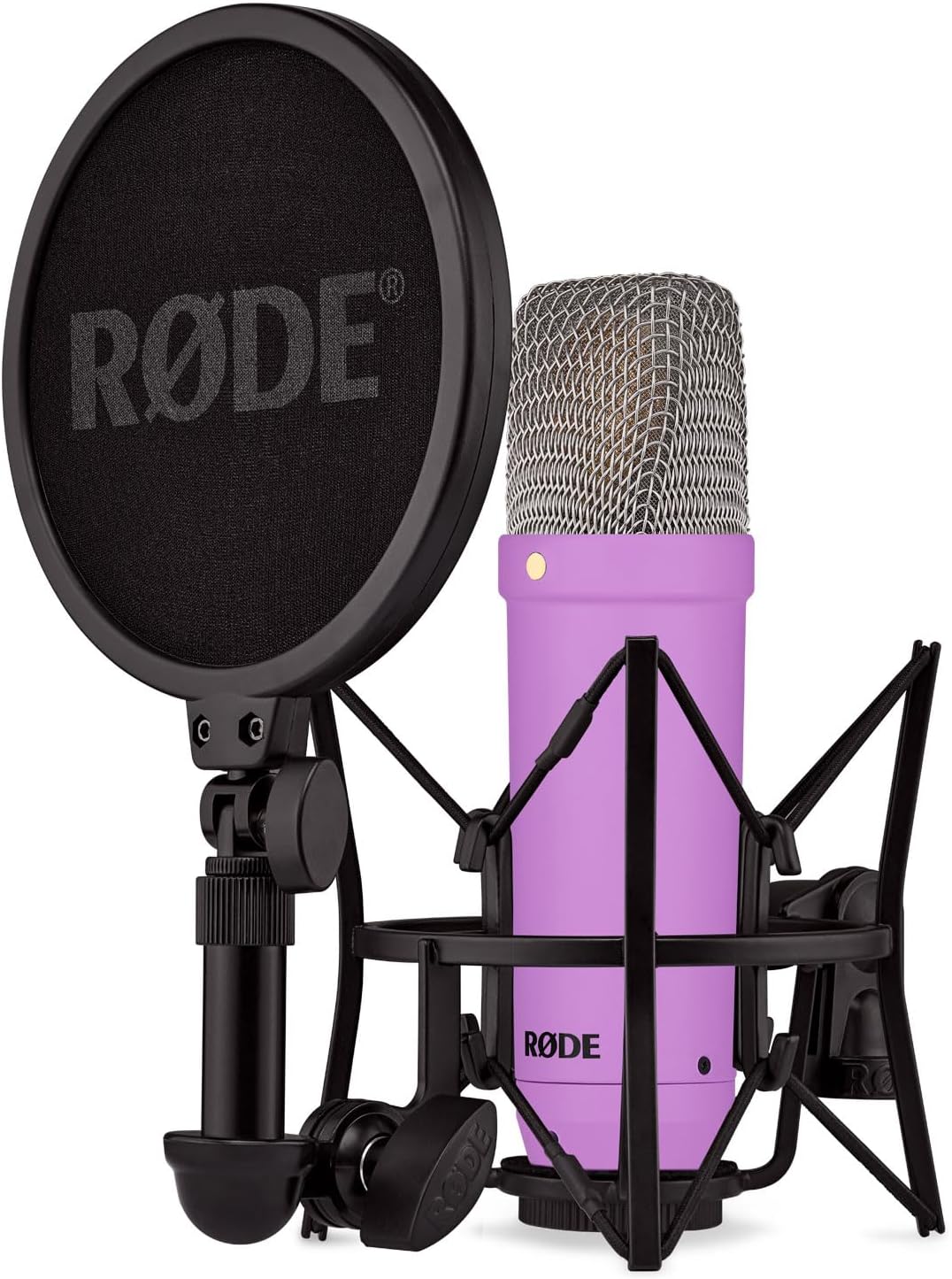Rode NT1 Signature Purple Studio-Mikrofon Lila + keepdrum MS138 Gelenkarm-Stativ Schwarz Violett Mik