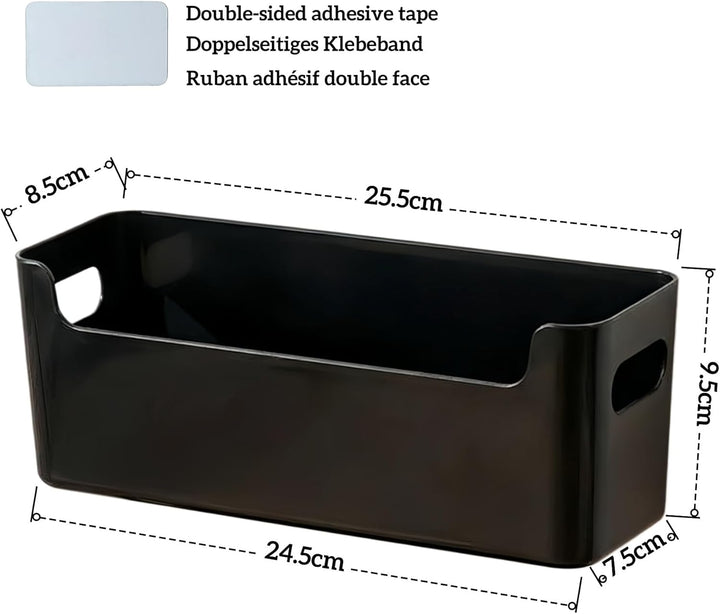 4 Stück Aufbewahrungsboxen mit Griff 25×8×9 cm,Niedrigeren Vorderseite Aufbewahrungskorb,Aufbewahrun