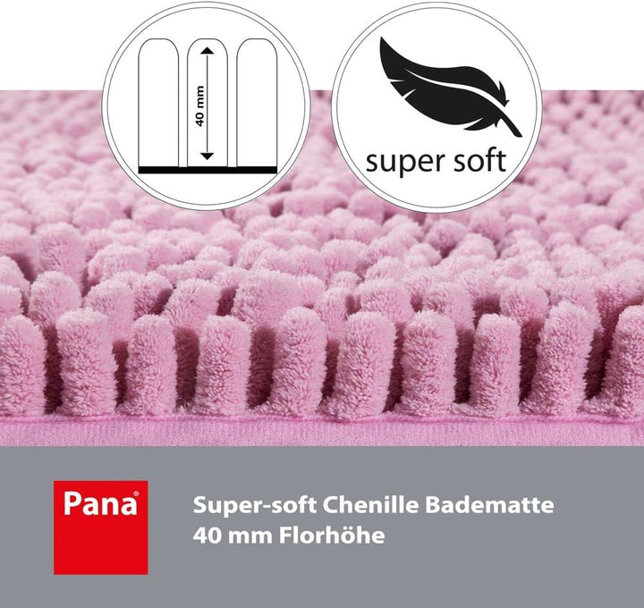PANA Chenille Badematte in versch. Farben und Grössen • Badteppich aus weichen Fasern • saugstark &amp;