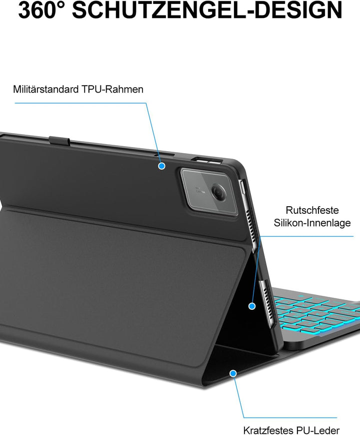 JADEMALL Hülle mit 7-Farben Beleuchtungstastatur für Lenovo Idea Tab 11" (2025) & Tab M11 (2024) TB3