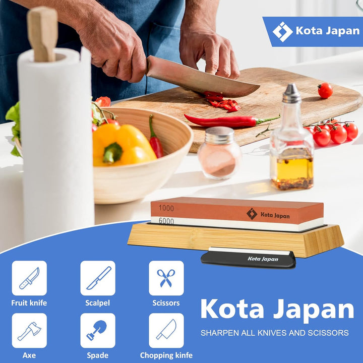 Kota Japan Schleifstein mit 1000er Körnung und 6000er Körnung zum Polieren und Schärfen von Messern,