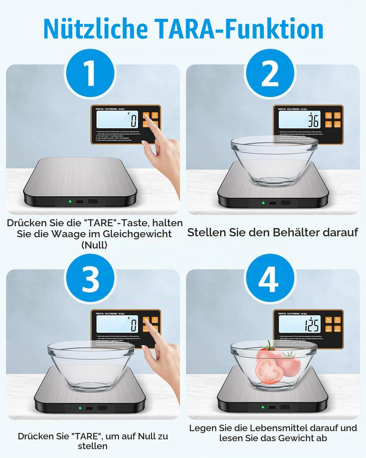 [Neu] Brifit Digitale Küchenwaage 15kg/1g mit Abnehmbarem Display – Wiederaufladbare Küchenwaage mit
