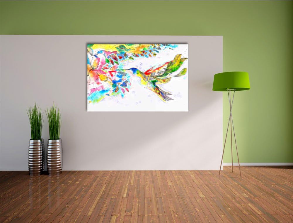 Kolibri Kunst Deluxe Format: 100x70 cm auf Leinwand, XXL riesige Bilder fertig gerahmt mit Keilrahme