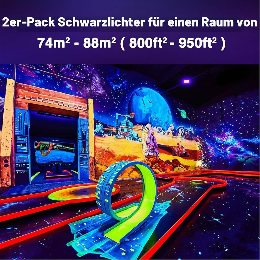 Onforu 2er 50W LED UV Strahler, Schwarzlicht Strahler mit Stecker, IP66 Wasserdicht Schwarzlichtlamp