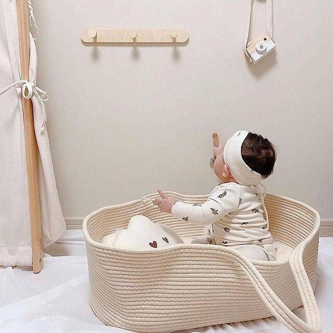 Yuehuamech Baby Moses Korb Tragbare Bett Handheld Baumwolle Seil Infant Carrycot Bettwäsche Schlafsa