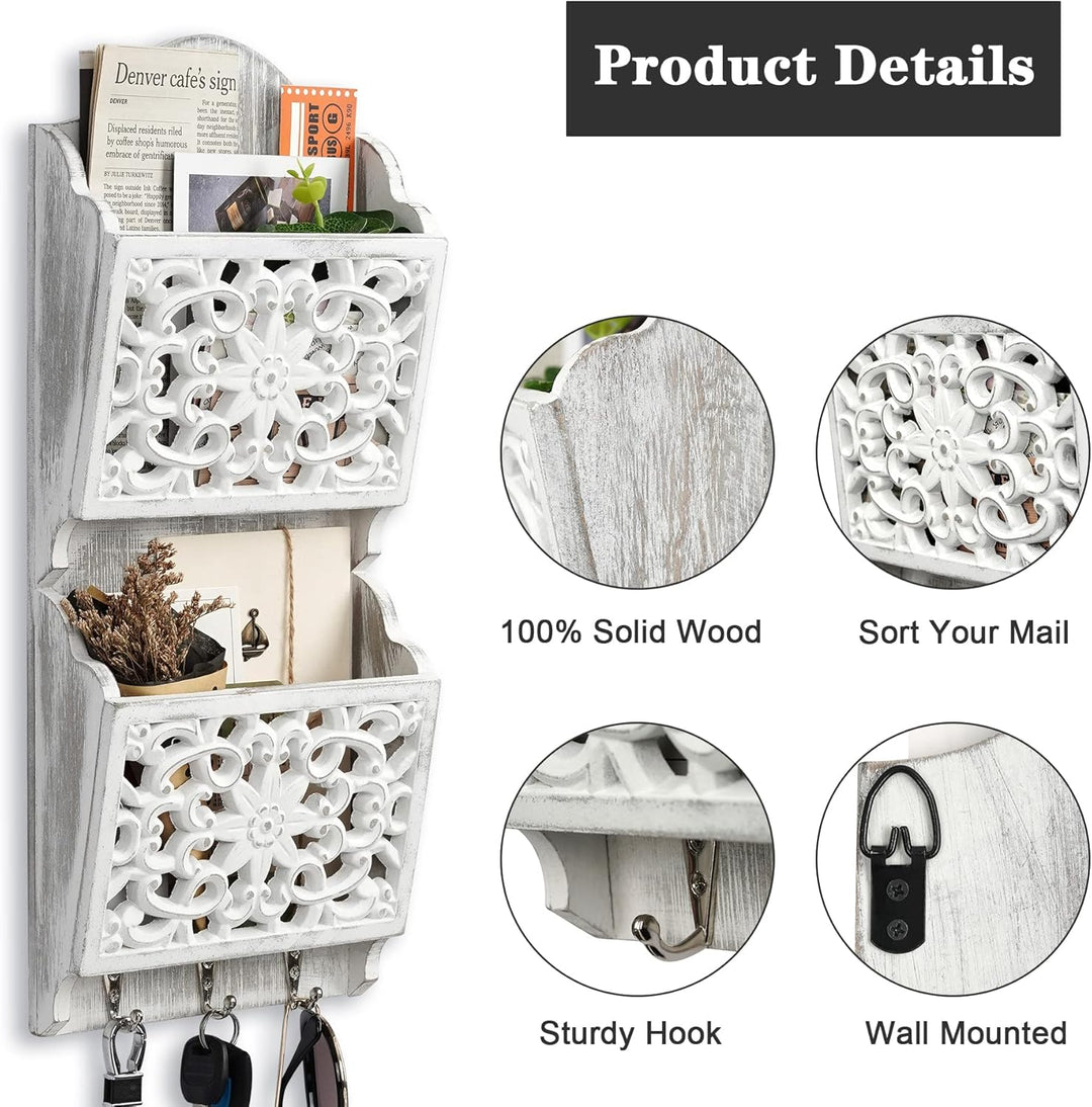 Rustikale Postsortierer und Schlüsselbrett, Zeitschriftenhalter Shabby Chic Briefständer Schlüsselha