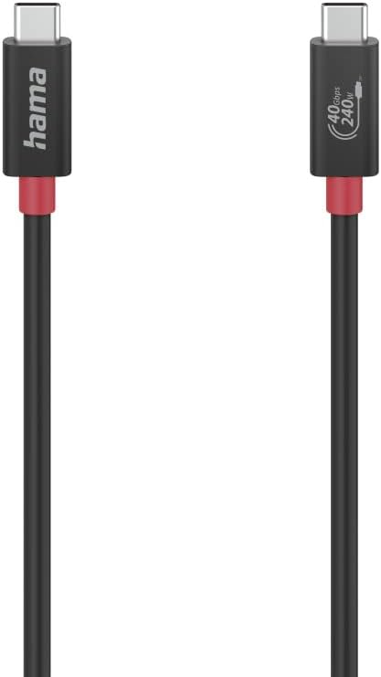 Hama USB C Kabel, 1m (USB C auf USB C, E Marker, USB4 Gen3, 40Gbit/s, Ladekabel USB C, Datenkabel, u