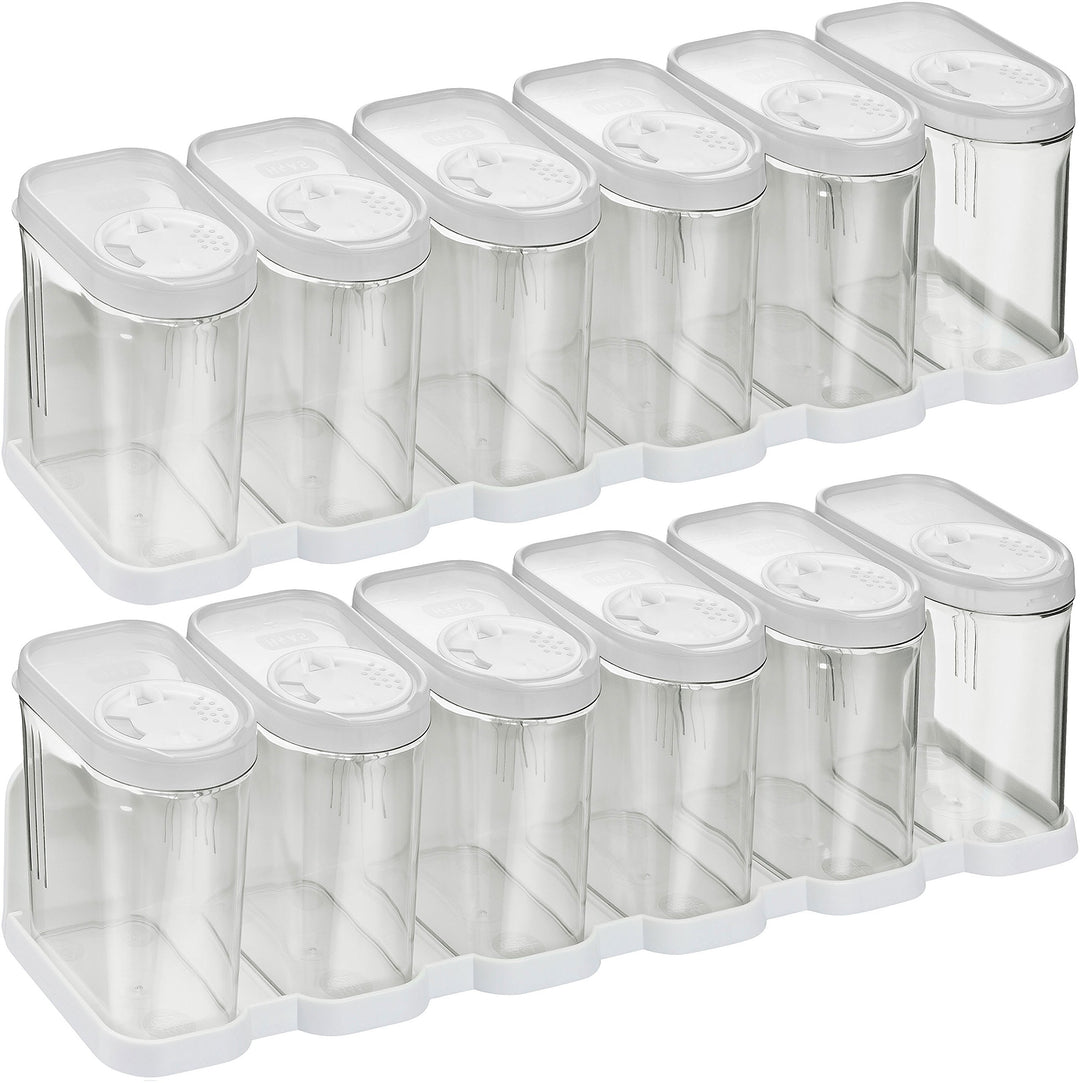 Kigima Gewürzdosen Schüttdosen Streudosen Vorratsdosen 0,25L (12 STK &amp; 2X Regal) Weiss 0,25l (12 piè