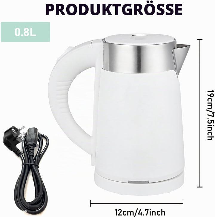 Wasserkocher, 800ml Reisewasserkocher, Wasserkocher Edelstahl, 600w Wasserkochers Klein, Elektrische