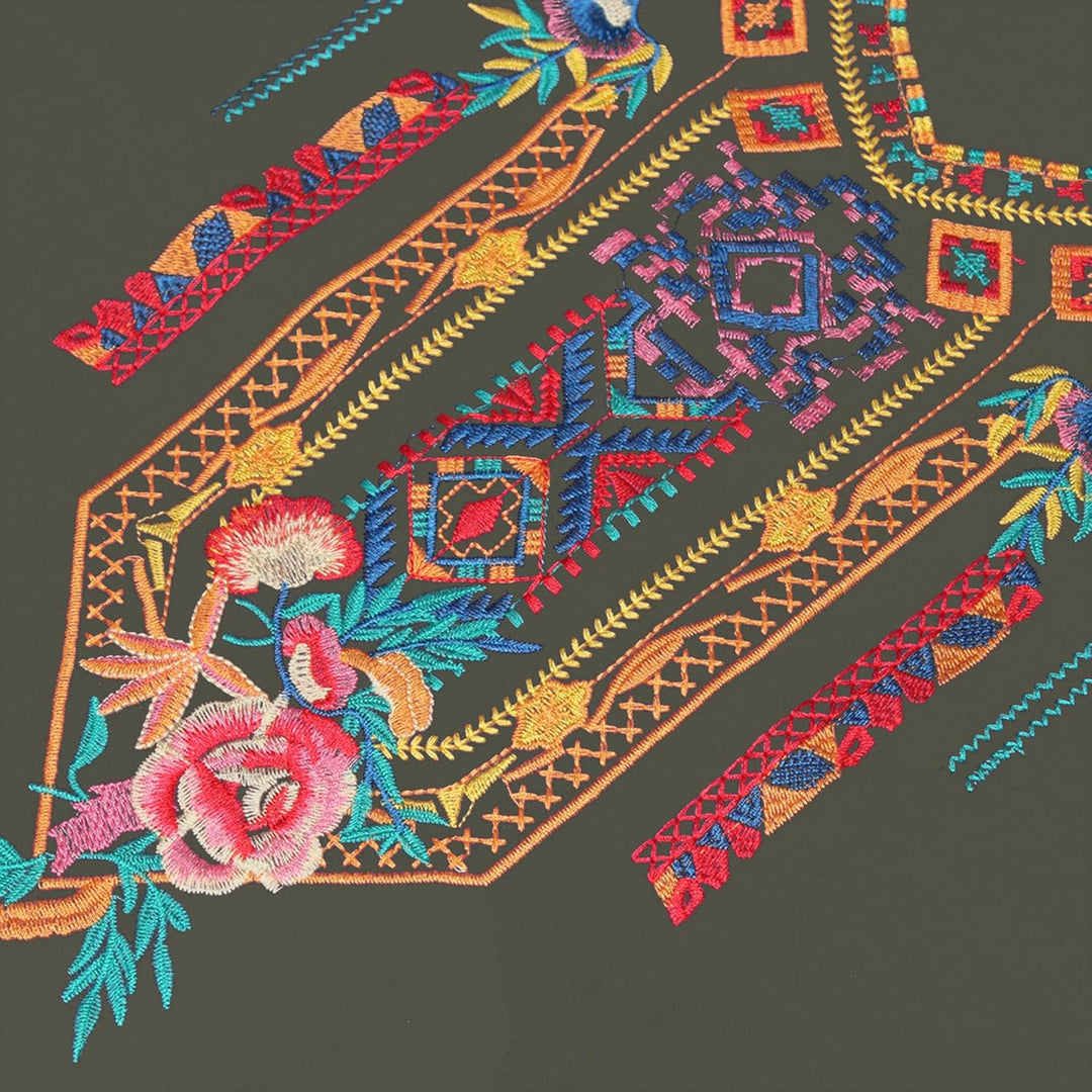 Vakakado Frauen Sommer Boho Mexican Peasant Dress Kurzarm Floral Bestickte Flowy Kleider Lose Hippie