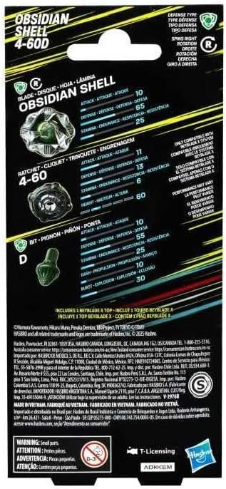 Hasbro Beyblade X Obsidian Shell 4-60D Booster Pack OBSIDIAN SHELL BOOSTER PACK, OBSIDIAN SHELL BOOS