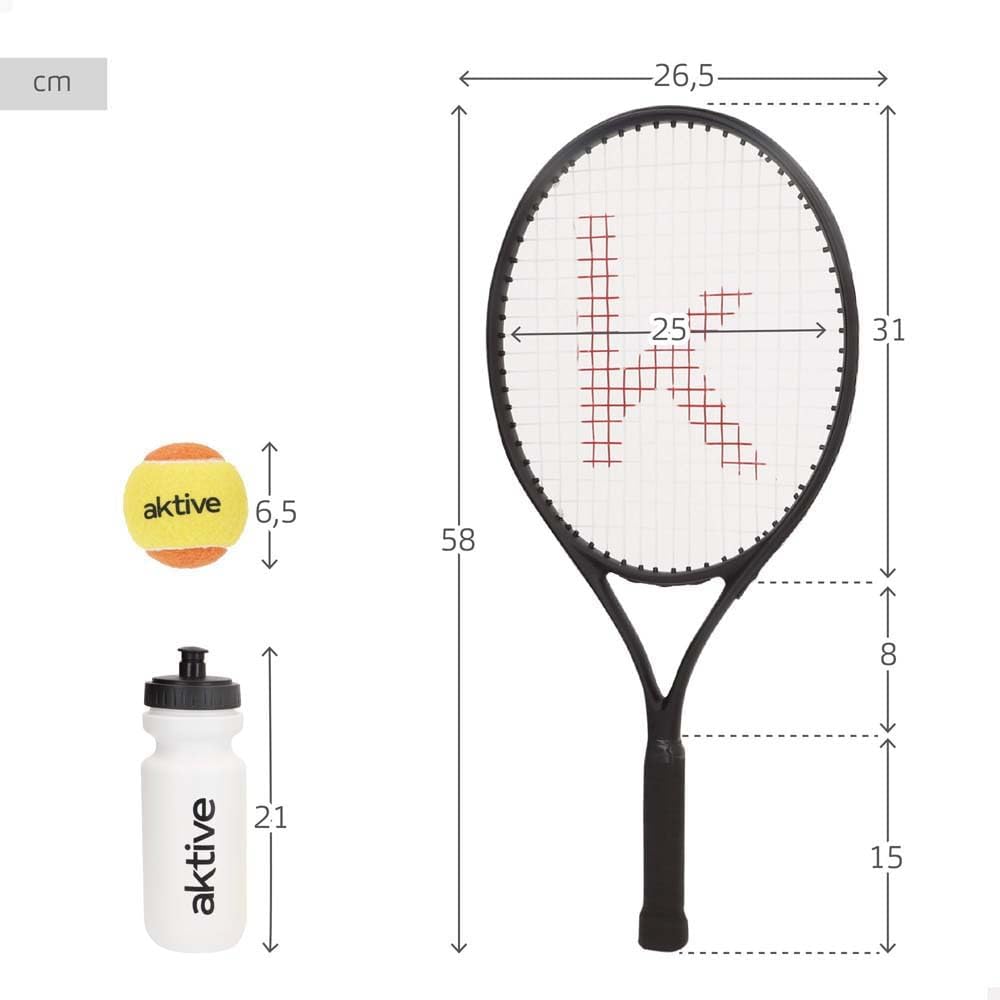 AKTIVE Tennisschläger-Set für Erwachsene, Anfänger, Bälle und Flasche, sehr leicht und robust, aus A