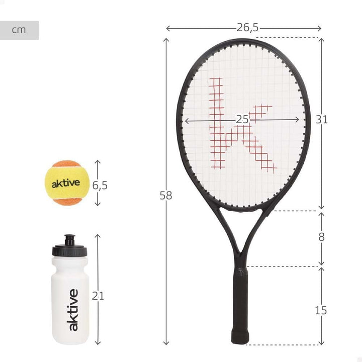 AKTIVE Tennisschläger-Set für Erwachsene, Anfänger, Bälle und Flasche, sehr leicht und robust, aus A