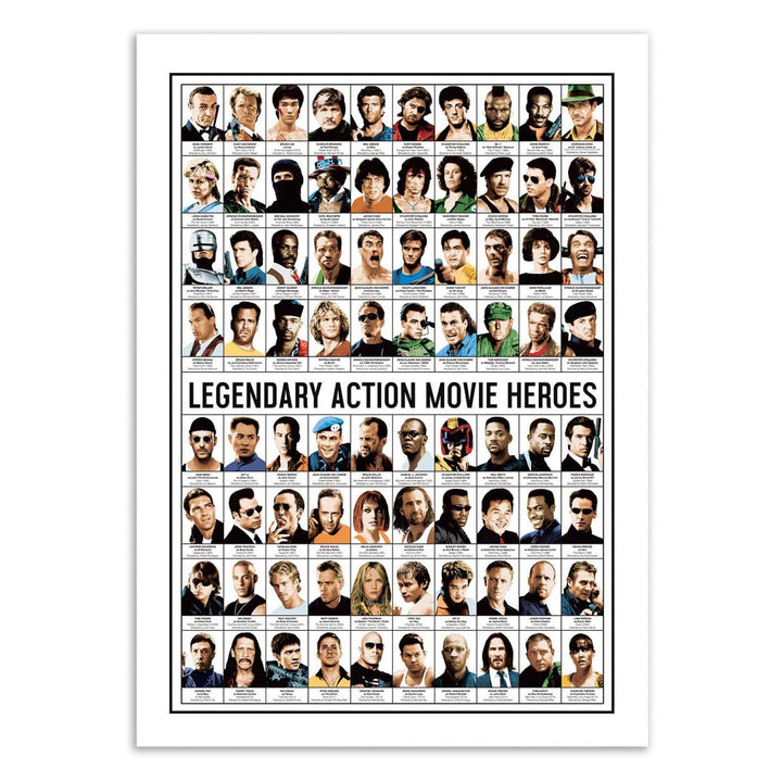 Wall Editions Art-Poster - Legendary Action Movie Heroes - Olivier Bourdereau