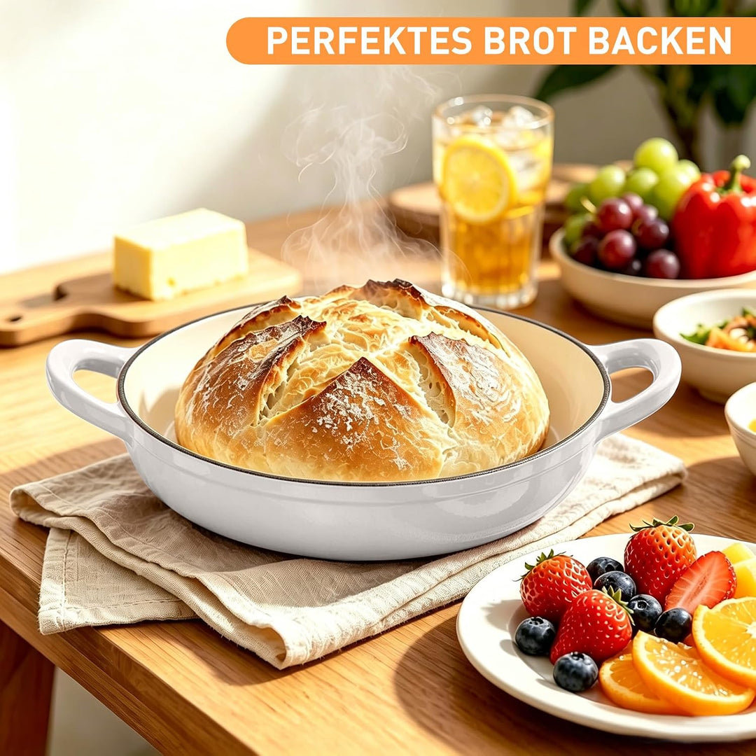 Gusseisen Topf Emaille Brot backen 6,6L Dutch Oven für Sauerteig Brot | Schmortopf mit Deckel und Gr
