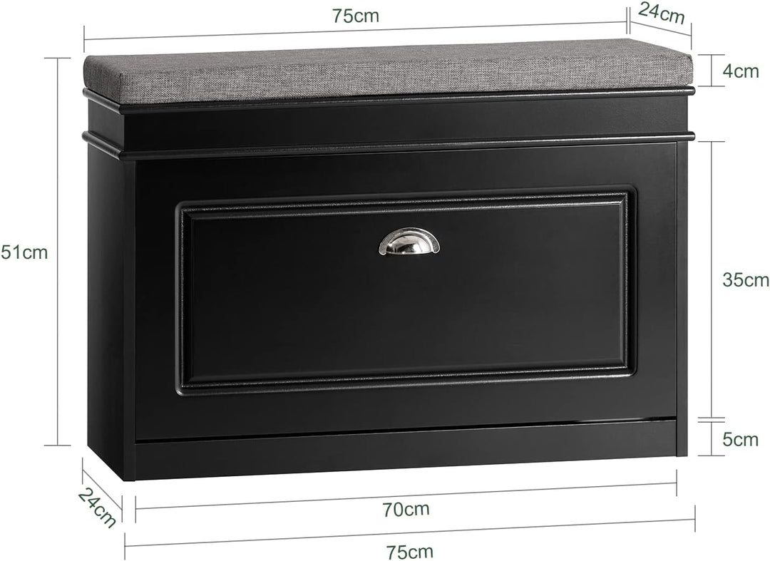 SoBuy Schuhbank mit Sitzkissen und Stauraum Schuhschrank mit Klappe, Schuhregal schmal platzsparende