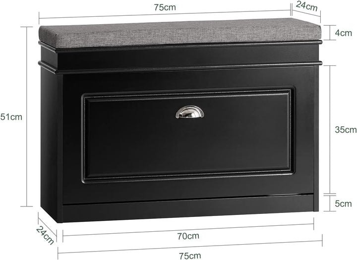 SoBuy Schuhbank mit Sitzkissen und Stauraum Schuhschrank mit Klappe, Schuhregal schmal platzsparende