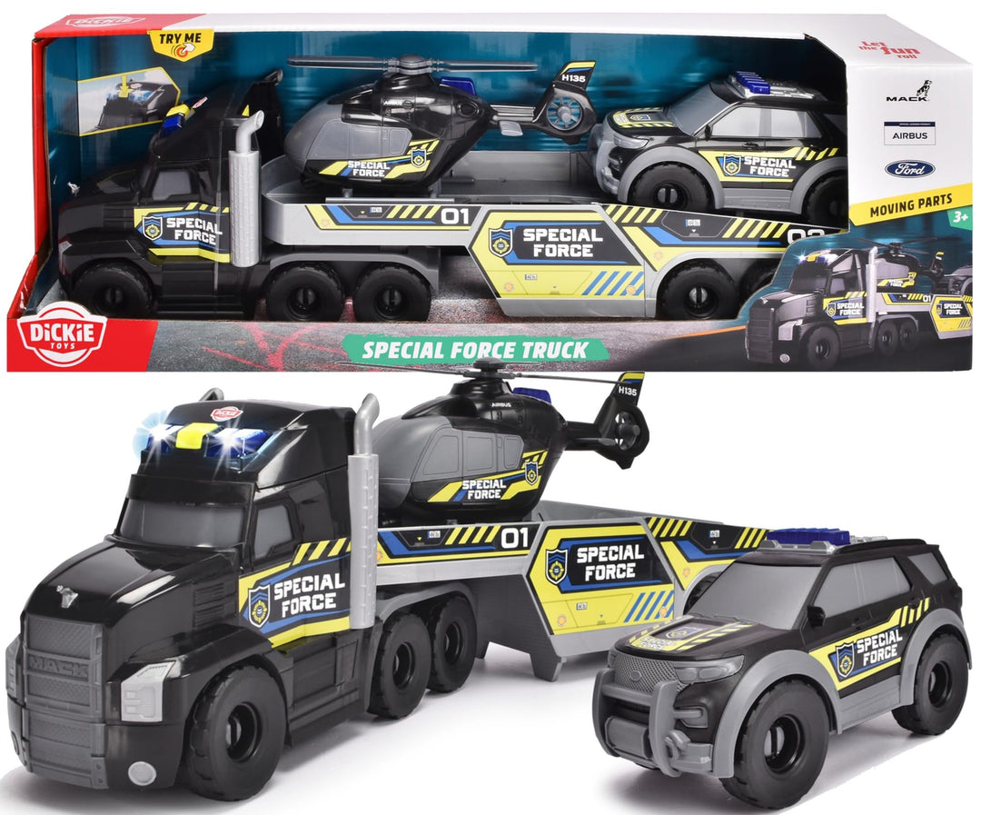 Dickie Toys - Special Force Spielzeugautos ab 3 Jahre - Fahrzeug-Set mit grossem Truck (70 cm) inkl.