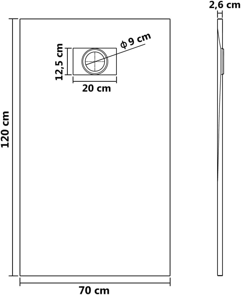 vidaXL Duschwanne SMC schwarz 120x70cm