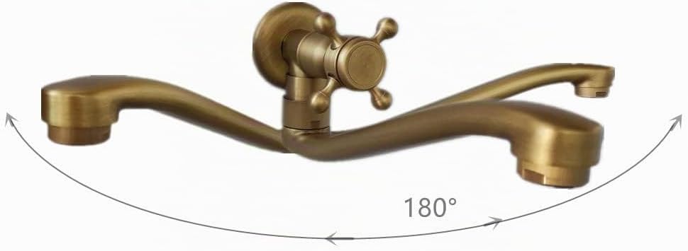 KOPYFANTAP Wasserhahn Wandmontage Kaltwasser，Messing Antik Wand 180° Drehbar Waschtischarmatur，Singl