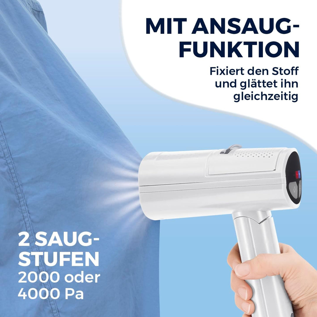 CLEANmaxx AeroTech 4000 Dampfglätter 3in1 | Steamer mit Ansaugfunktion | Reisebügeleisen mit Pro-Glä