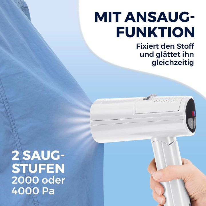 CLEANmaxx AeroTech 4000 Dampfglätter 3in1 | Steamer mit Ansaugfunktion | Reisebügeleisen mit Pro-Glä