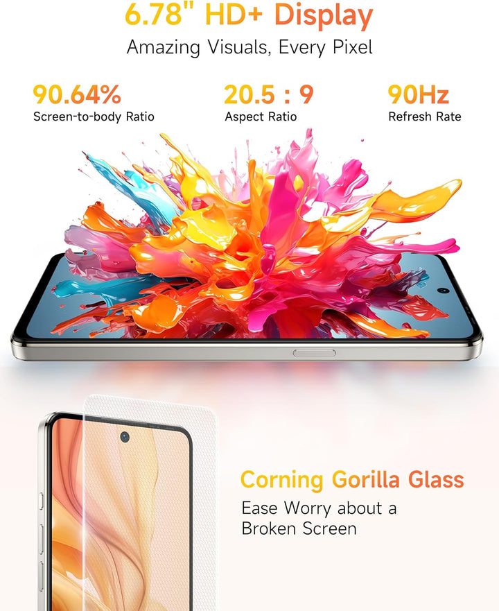 Ulefone Note 18 Pro Handy ohne vertrag, 64MP+50MP+32MP Kamera 12GB+256GB/SD-2TB Android 14 Smartphon