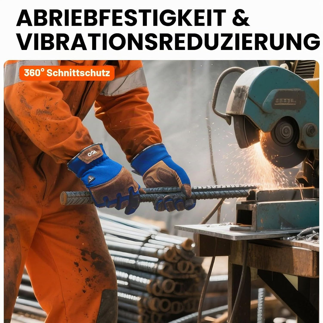 Vgo... 1 Paar Schnittfeste Handschuhe, Sicherheitsleder-Arbeitshandschuhe, Mechaniker-Handschuhe, HP