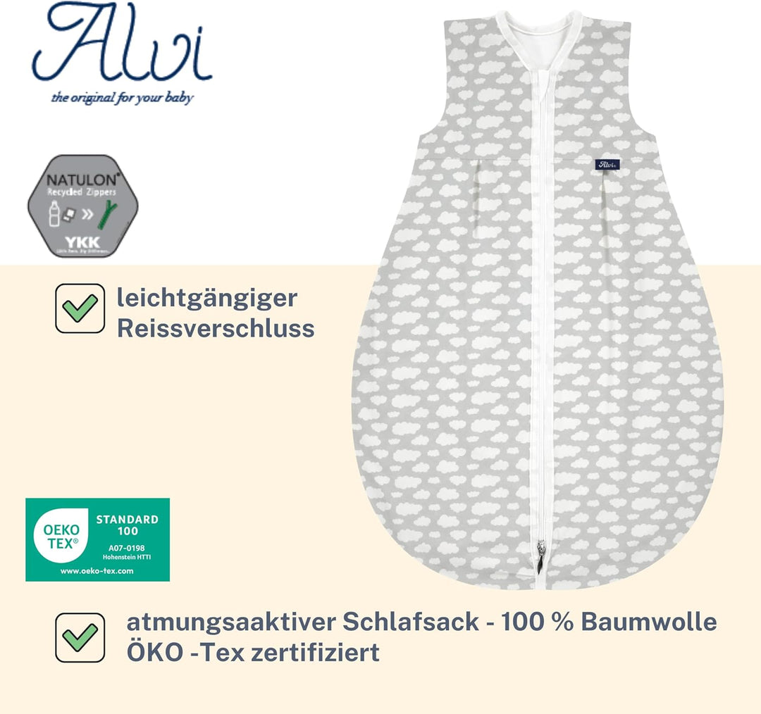 Alvi Schlafsack Baby Mäxchen light I leichter Babyschlafsack ärmellos I Sommerschlafsack Baby, Junge