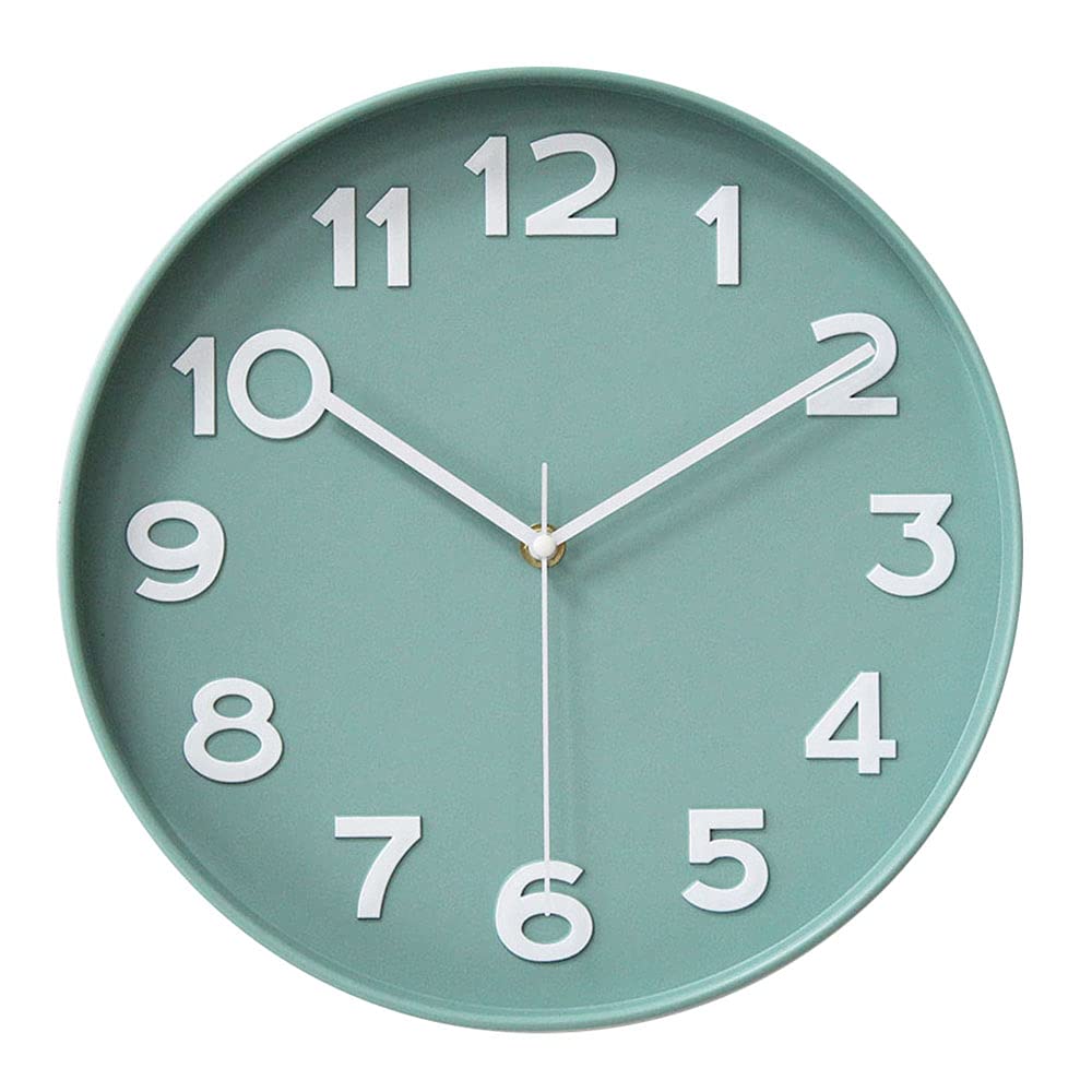 HZDHCLH 30cm geräuschlosem funkuhr wanduhr, digital Gross,für Wohnzimmer, Küche Nordic Green, Nordic