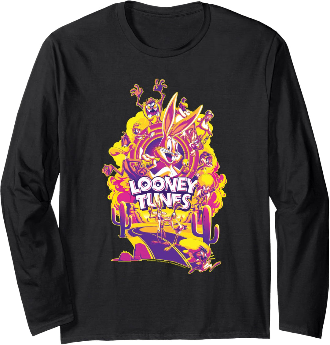 WB 100: Looney Tunes Desert Scene Bugs Bunny, Tweety, Daffy Langarmshirt