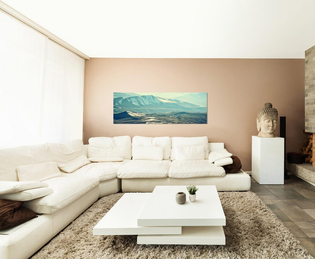 Paul Sinus Art Panoramabild auf Leinwand und Keilrahmen 120x40cm Berge Gebirge Schnee Landschaft Dun