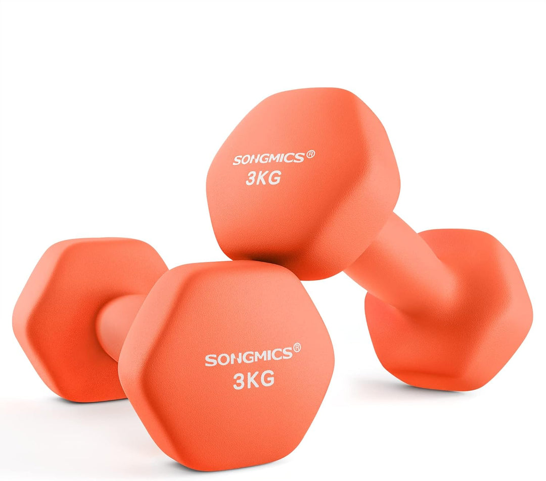 SONGMICS Hanteln, 2er Set, Hantelset, Kurzhanteln, Hexagon, Neopren-Beschichtung, Krafttraining, Wor
