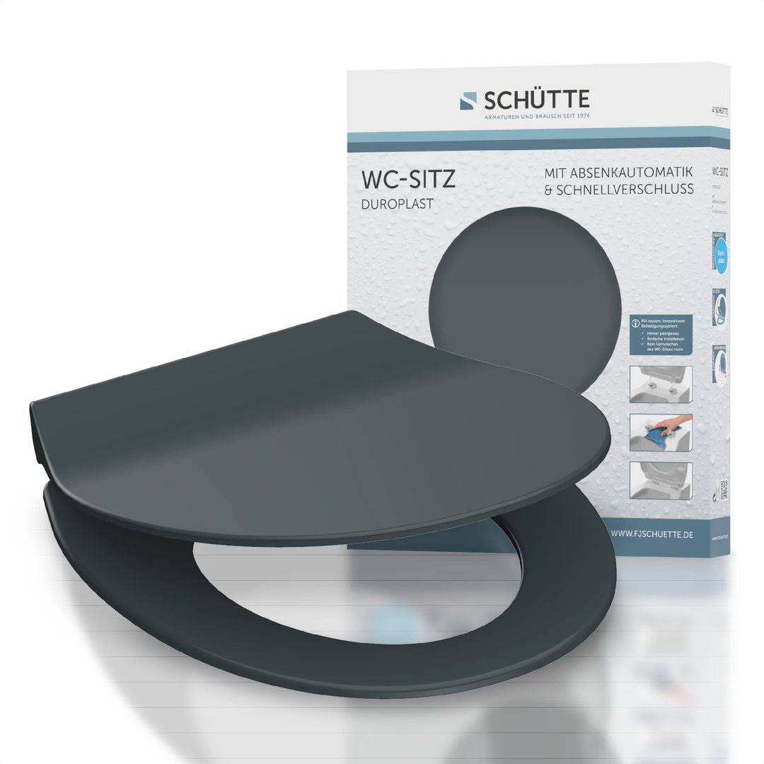 SCHÜTTE 82704 WC Sitz Slim mit Absenkautomatik, Toilettensitz mit Schnellverschluss, schlanker Toile