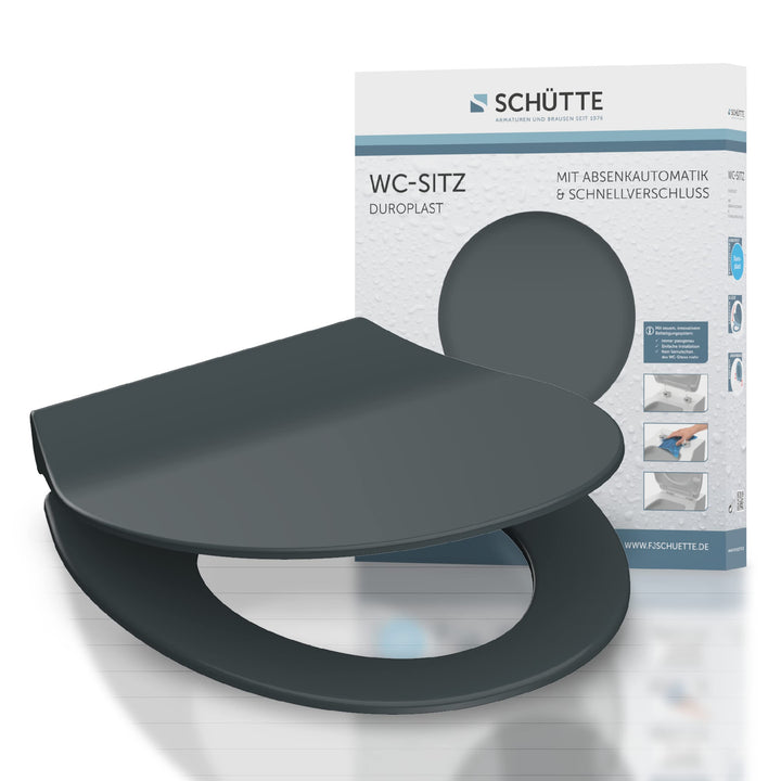 SCHÜTTE 82704 WC Sitz Slim mit Absenkautomatik, Toilettensitz mit Schnellverschluss, schlanker Toile